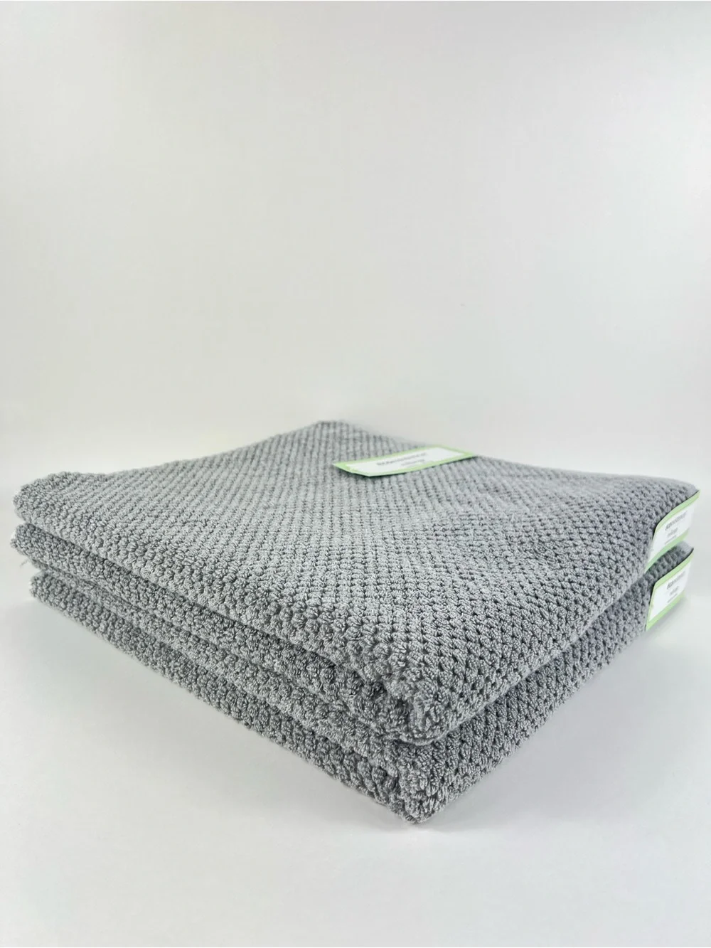 Ecoexistence Mélange Bath Towels Light Gray Waffle Knit Soft Cotton 2 Pc NEW